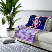 Mewtwo Pokémon Card Sherpa Fleece Room Décor Custom Anime Blanket - £47.95 GBP+