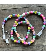 2 in 1 Star Heart Beaded USB Charger Pastel Rainbow - $19.80