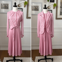 Vintage 70s Mister Jay Pink 2pc Dress and Vest S M - $36.00