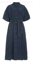 NWT Mara Hoffman Ayao in Blue Linen Blend Short Sleeve Maxi Shirt Dress XS - £123.61 GBP