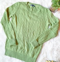 GAP Stretch Women&#39;s Light Green Pullover Sweater Size S Cable Knit Chunky - $17.54