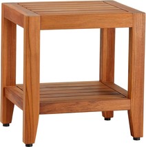 Solid Teak 19&quot; Bench With Shelf From Bare Decor Stillwater Spa, Bare-Et4502. - £178.99 GBP