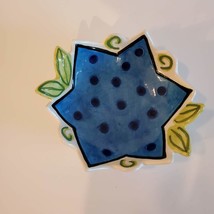 Vintage Nicole Engblom Ceramic Bowl, Whimsical Funky Pottery, Blue Star Flower - $24.99
