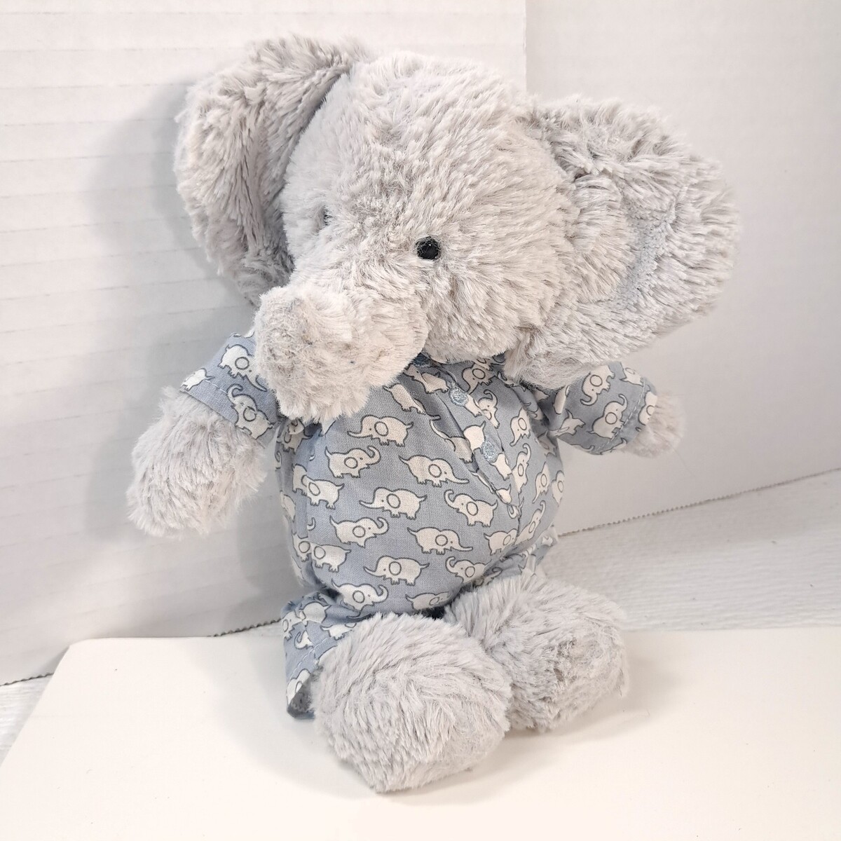 Jellycat Bedtime Elephant in Pajamas Plush Gray PJs Small blue toy grey ... - $33.00