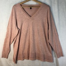 Lane Bryant Size 22/24 Pink Heather V-Neck Pullover Sweater Faux Shirt Trim - $24.74