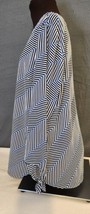 Talbots Size M Blouse Chiffon Herringbone Stripe Tie Sleeves Keyhole Neckline - £15.94 GBP