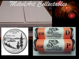 2005 OREGON P &amp; D OFFICIAL US MINT QUARTER ROLLS - UNOPENED BOX + STATE ... - $42.95