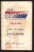 Indianapolis 500 Press-Radio-TV-Fact Book 5/24/1981-65th Race-Loaded with inf... - £29.81 GBP