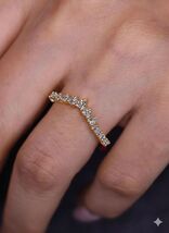 0.50 TCW E VS1 Dainty 14K Yellow Gold Lab Grown Diamond Chevron Wedding ... - $9,120.28 MXN