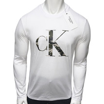 Nwt Calvin Klein Msrp $56.99 Mens White Camo Crew Neck Long Sleeve T-SHIRT S M L - $22.94