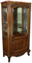 China Cabinet Louis XV French Rococo 1920 Walnut, Pink Marble, Glass, Mirror - £2,328.57 GBP