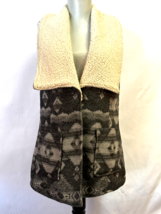 Nok Nok  Grey Tribal Print Sherpa Collar Vest sleeveless Coat womens size L - £11.78 GBP