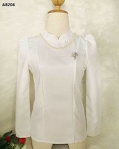 Thai Traditional Dresses Women Shirt Linen Blend Fashion Beautiful Good Design - £79.64 GBP