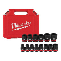 Milwaukee 49-66-7013 1/2" Drive Metric Standard 6 Point Impact Socket Set -14 PC - £91.24 GBP
