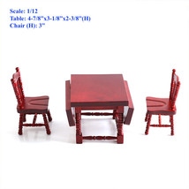 1:12 Dollhouse Furniture Miniatures Wood 1 Dinning Table and 2 chairs; S... - £14.34 GBP