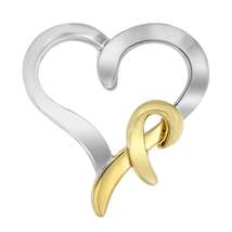 Elegant Two-tone Heart Shaped Pendant in 14k Yellow Gold and Silver - $188.00