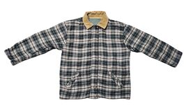 Vintage Arizona Jeans Barn Jacket Green Plaid Flannel Canvas Coat REVERS... - $19.60