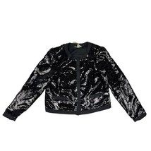 Ryegrass Thick Fish Scale Black Sequined Jacket Button Front Medium New ... - $29.69