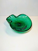 Murano Emerald Green Bowl Controlled Bubbles Italian MCM 1950&#39;s Very Heavy - £43.72 GBP