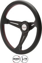 Simoni Racing Universal 350mm Leather Steering WHEEL 3 Spoke Black Red Car Sim - £138.97 GBP