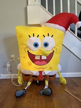 Christmas Spongebob Inflatable 2005 Nickelodeon Lighted Santa 4’ Tested ... - $59.39