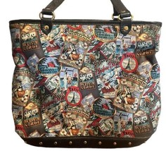 nicole miller silk travel themed tote bag purse Paris Havana kuaui - £31.30 GBP