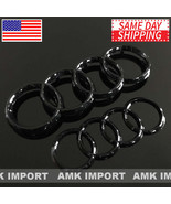 Audi Rings Emblems Gloss Black Front Grill + Rear Trunk 06-12 A3 S3 A4 S... - $27.71