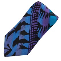 Art To Wear Leo Loomie Hand Dyed Original Mens Neck Tie Silk Abstract Blue Black - £19.78 GBP