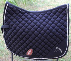 Cob English Black All-Purpose Quilted Trail Riding Saddle Pad Rhinestone... - $38.60