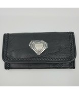 Womens Black Patch Leather Wallet Heart Latch - £10.15 GBP