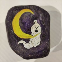 3&quot; ~1.5LB Handpainted Homemade Halloween Ghost Moon Rock Stone Paperweig... - $17.81