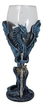 Fantasy Netherworld Blue Dragon Sea Blade Sword Glass Wine Goblet Chalice - £23.28 GBP