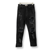 Vibrant MIU Womens Boyfriend Jeans Black Distressed Dark Wash Denim Juni... - £21.04 GBP