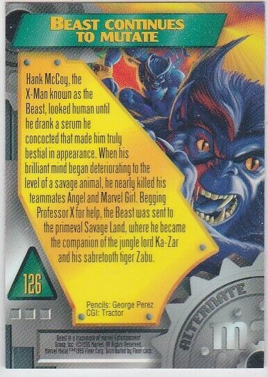 N) 1995 Fleer Marvel Metal Trading Card Beast #126 Item image 2