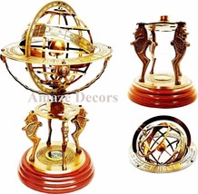 Nautical Brass Sphere Engraved Armillary 18&quot; Antique Vintage Astrolabe Compass - £147.24 GBP