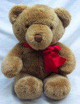 Vintage 1989 Dakin Brown Teddy Bear W/ Red Bow 11&quot; Plush Stuffed Animal Toy - $24.74