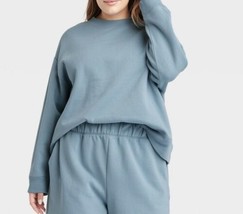 A New Day High Crewneck Cotton Fleece Sweatshirt 3x Plus Size Teal Blue - $17.76