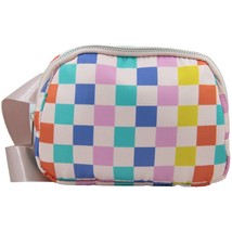 Multicolored Checkered Pattern Belt Sling Bag - $34.65