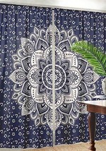 Traditional Jaipur Silver Ombre Mandala Curtain Boho Window Treatment Se... - $27.71