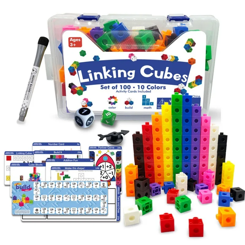 100pcs Linking Cubes Counting Set DIY Number Blocks Patching Snap Blocks - £16.07 GBP+