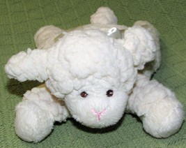 Bearington Baby Plush Rattle Sherpa Lamb Ivory Baa Sheep Satin Tummy &amp; Ribbon 9&quot; - £8.49 GBP