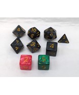 Set Of (7) Polyhedral Onyx Black With Gold Numbers + (2) Red/Green D6 Dice - €23,73 EUR