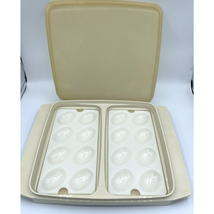 Vtg Tupperware Deviled Egg Carrier Cheese Meat Tray Cream Beige #723 Party - $8.79