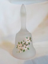 Westmoreland Glass Frosted Bell Hand Painted Pink and White Flowers Orig Sticker - £9.59 GBP