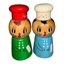 Vintage Wooden Mice Salt and Pepper Shakers with Wooden Cheese Block Stand - $12.00