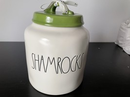 Rae Dunn Artisan Collection St. Patrick&#39;s Day &quot;SHAMROCK&quot; Canister-Large - £51.09 GBP