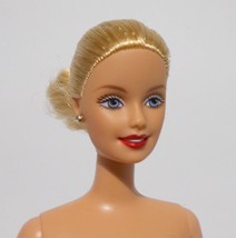 Collector Barbie Doll Smiling Face Blonde Hair Updo Silvertone Earrings 90s - £17.39 GBP