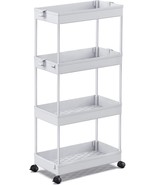 Storage Cart, 4-Tier Mobile Shelving Unit, Bathroom Rolling Cart, Spacek... - $43.98