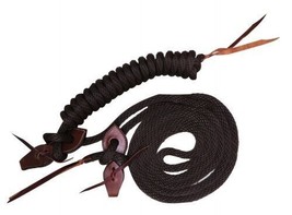 Western Saddle Horse Brown Mecate Reins Yacht Rope 22&#39; w/Slobber strap Ends - £15.67 GBP
