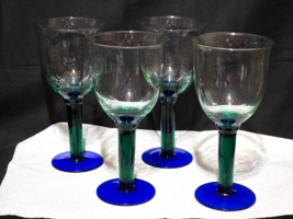 Vintage FOSTORIA F0S6 8.5&quot; Iced Tea Glasses - EMERALD &amp; SAPPHIRE -  Set ... - $492.22 MXN